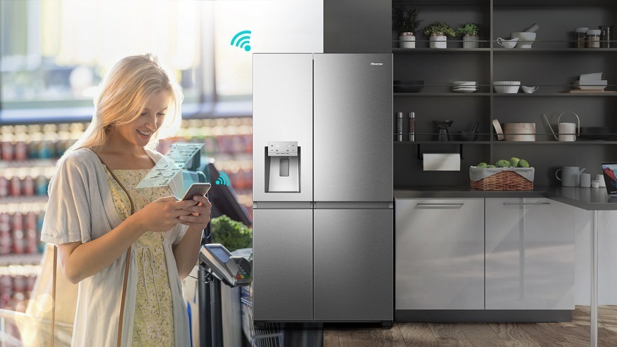 Americká chladnička Hisense RS818N4TFC čierna Americká chladnička s mrazničkou Hisense RS818N4TFC, Side by Side, Mobilná aplikácia