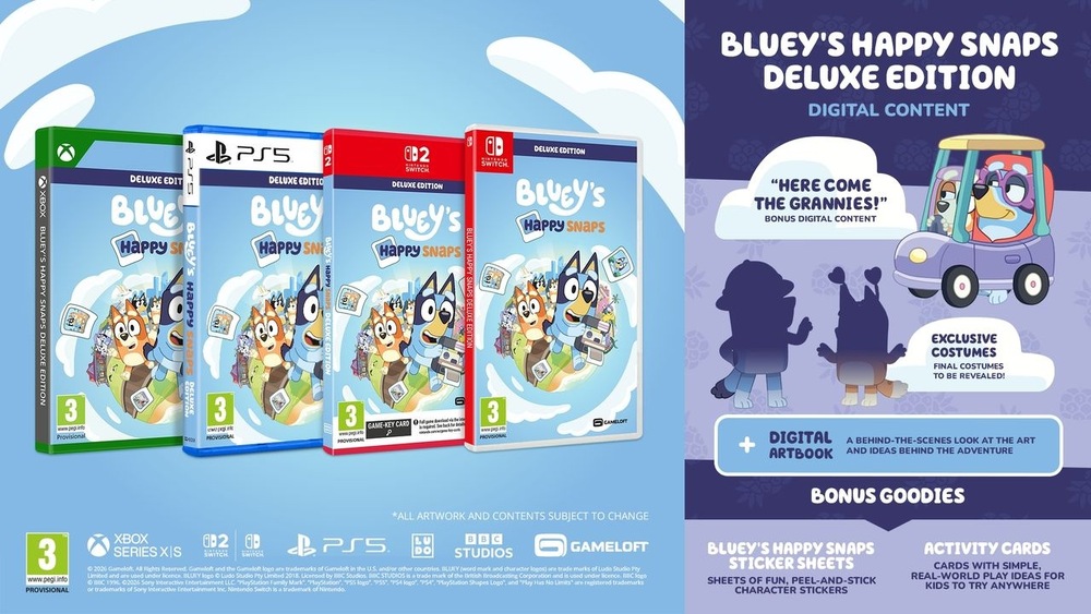 Obsah hry Bluey's Happy Snaps Deluxe Edition.