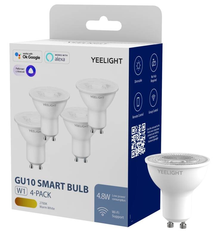 Inteligentná žiarovka Yeelight Smart Bulb W1, GU10, 4,8 W, teplá biela, stmievateľná, 4ks Yeelight Smart Bulb W1