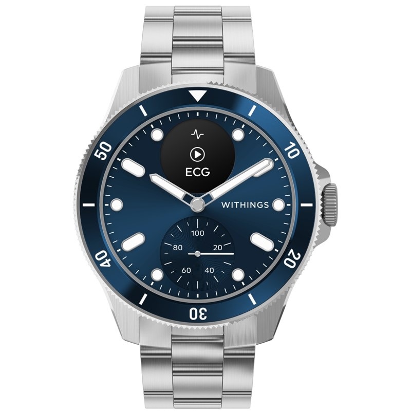 Inteligentné hodinky Withings Scanwatch Nova 42 mm strieborné/modré