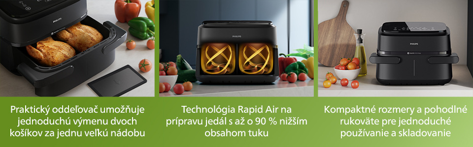 Fritéza teplovzdušná Philips Airfryer 1000 Series Dual basket 7,1 l, NA150/00 čierna Philips NA150/00 Series 1000″ width=