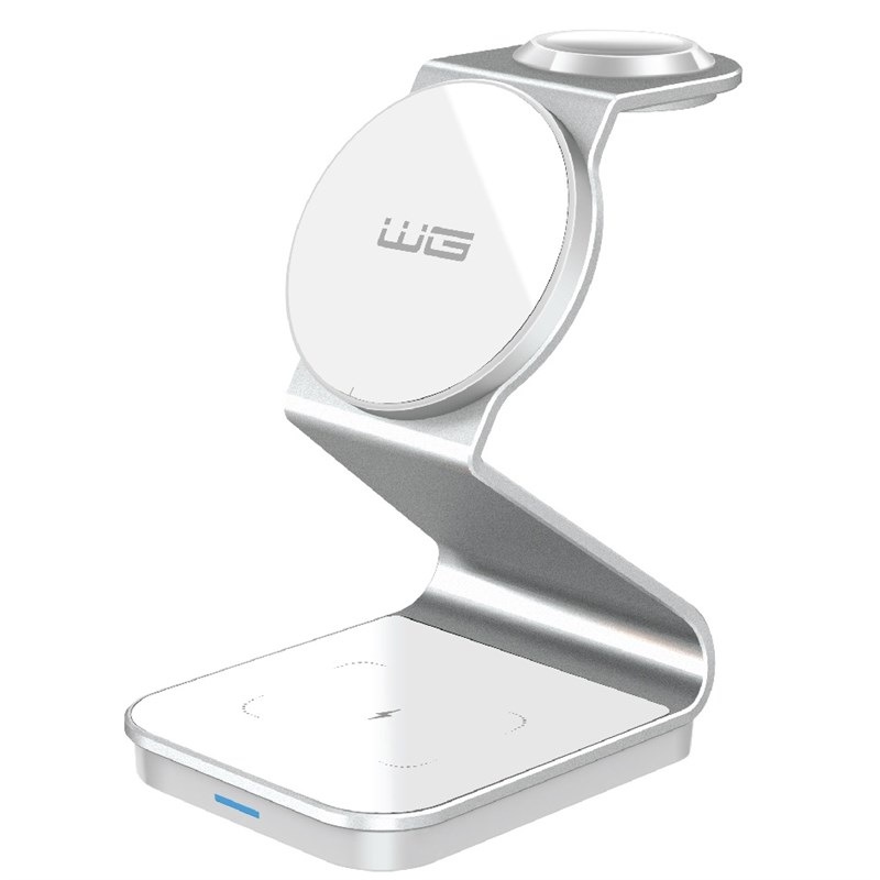 Bezdrôtová nabíjačka WG 3in1 FAST MAGNET, 15W+3W+3W biela