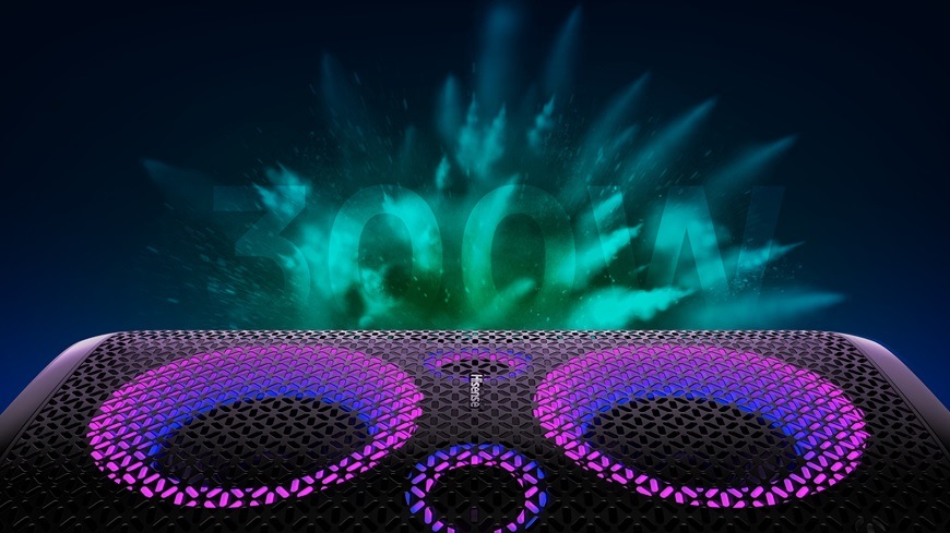 Party reproduktor Hisense PARTY STORM disponuje výkonom až 300 W.
