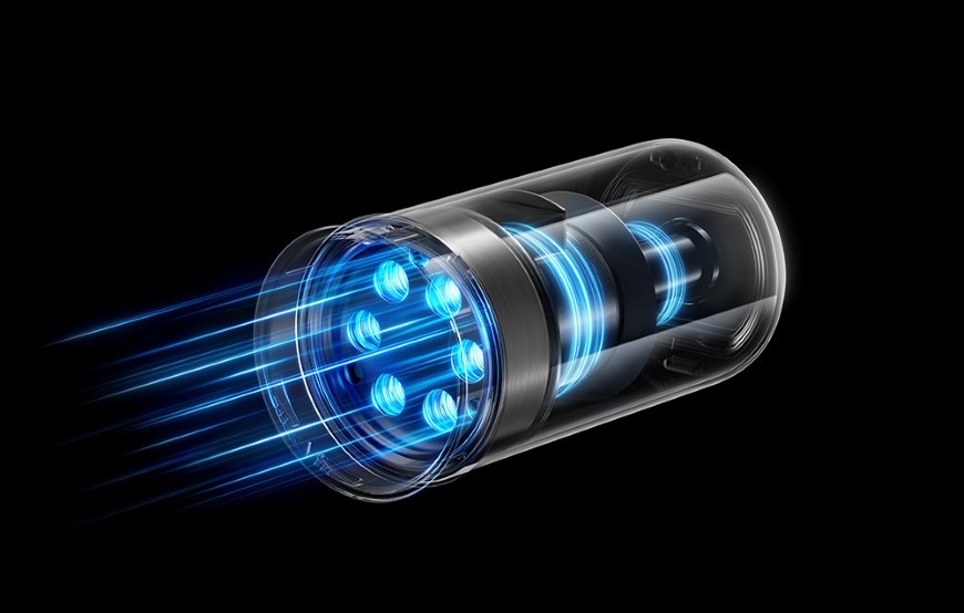 Tyčový vysávač MOVA I10 čierny Detail cyklónovej filtrácie vo vysávači MOVA I10