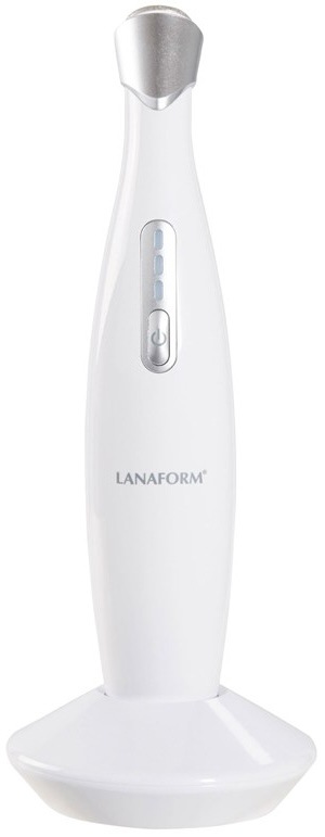 Biely prístroj Lanaform Minidermabrasion pre domácu exfoliáciu pleti so stojanom