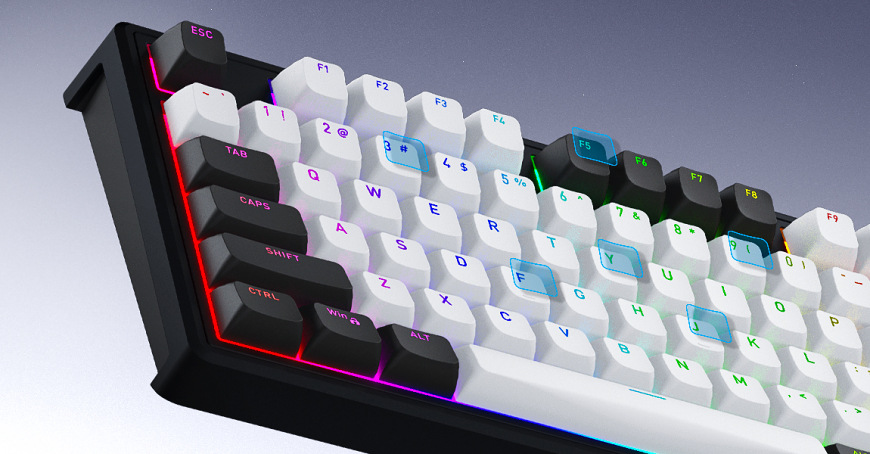 RGB podsvietenie klávesov a bočné hrany HATOR Skyfall Pro Wireless