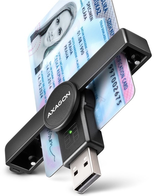 Čítačka eObčianok Axagon USB-A PocketReader čierna
