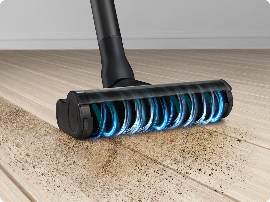 Nástavec Soft Action Brush tyčového vysávača Samsung Jet 75 VS20B75AER1/GE vysáva nečistoty na tvrdej podlahe