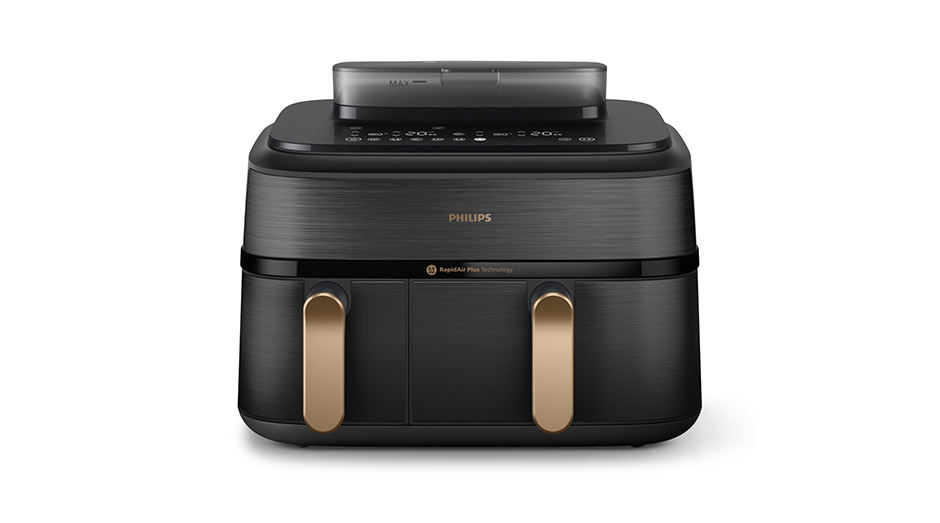 Fritéza teplovzdušná Philips NA552/00 Airfryer dual basket s parou 9 l, čierna