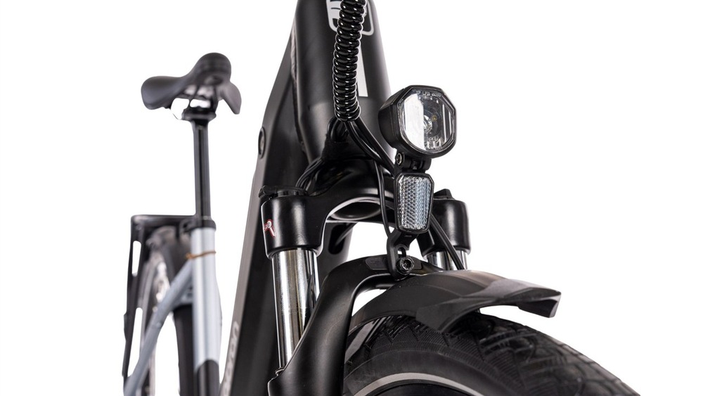 Elektrobicykel Olpran Tilia Low 28" grey/black 19" čierne/sivé Olpran Tilia vsádza aj na odpruženú vidlicu