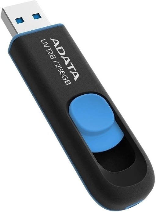 Flash disk ADATA Dash Drive UV128 256 GB USB 3.2, čierna / modrá farba
