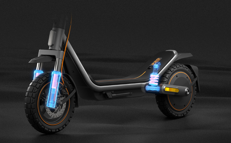Xiaomi Electric Scooter 6 Pro zaisťuje príjemnú jazdu vďaka odpruženiu vpredu aj vzadu