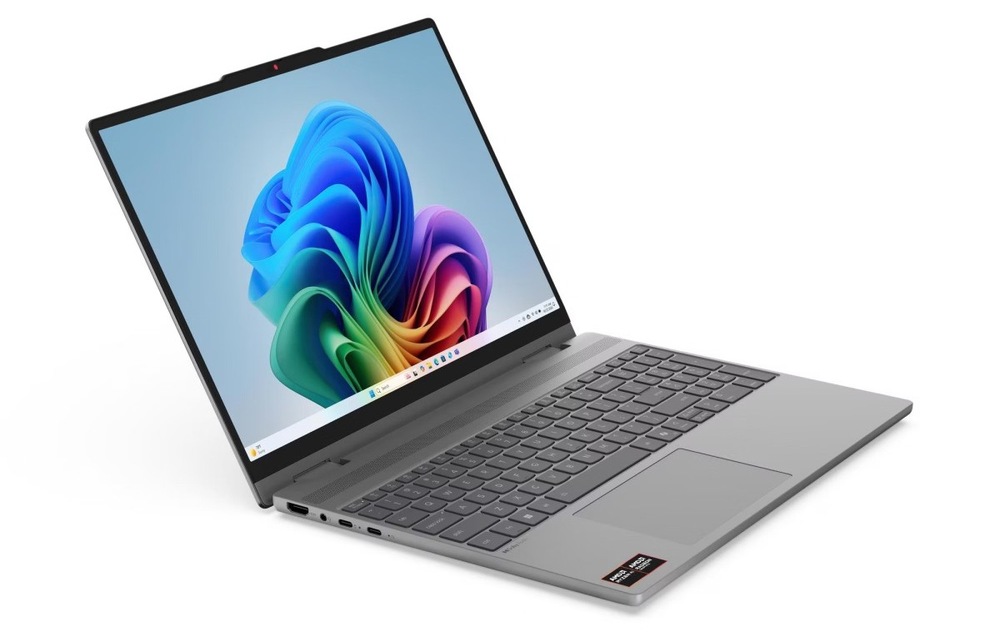 Notebook Lenovo IdeaPad 5 2-in-1 15AGP11 sivý Otvorený a zapnutý notebook Lenovo IdeaPad 5 2-in-1 15AGP11 otočený doprava