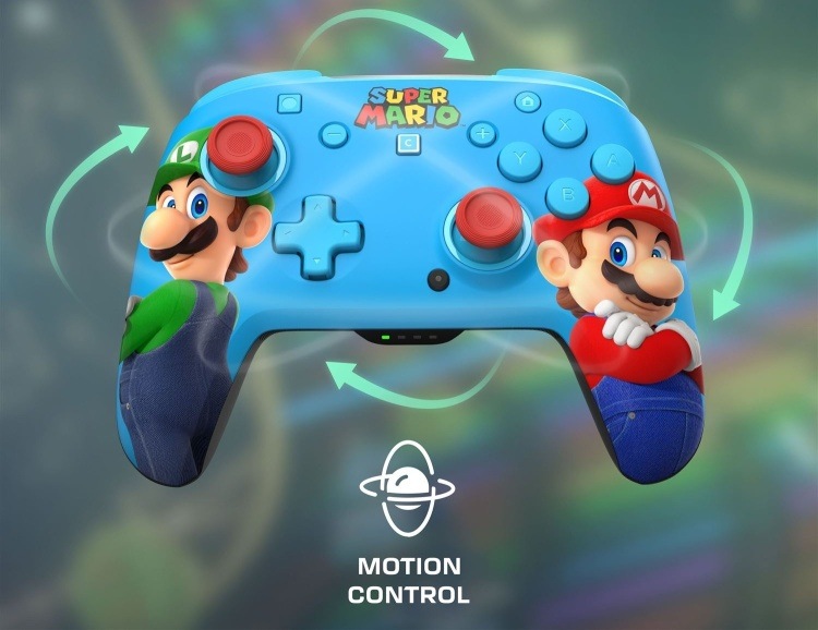 Gamepad pre Nintendo Switch 2 s vyznačeným motion control ovládaním.