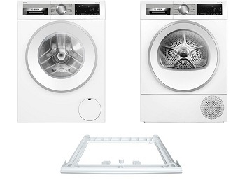 Set Bosch práčka WGG244F9BY + sušička WQG24591BY + medzikus WTZ27410