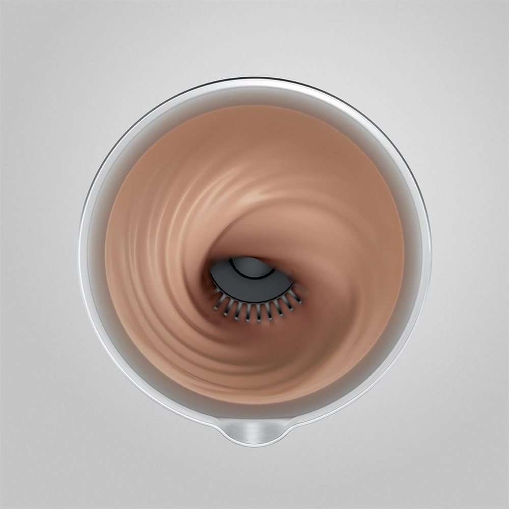 Automatický speňovač mlieka Jura Hot & Cold (EA) čierny/strieborný Automatický penič mlieka Jura Hot & Cold (EA) - pohľad zhora na našľahávanú čokoládovú penu