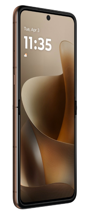Mobilný telefón Motorola Razr 70 Ultra 5G 16 GB / 512 GB hnedý Bočný pohľad na Motorola Razr 70 Ultra 5G s tenkou skladacou konštrukciou