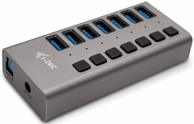 USB Hub i-tec 7x USB 3.0, 36W strieborný