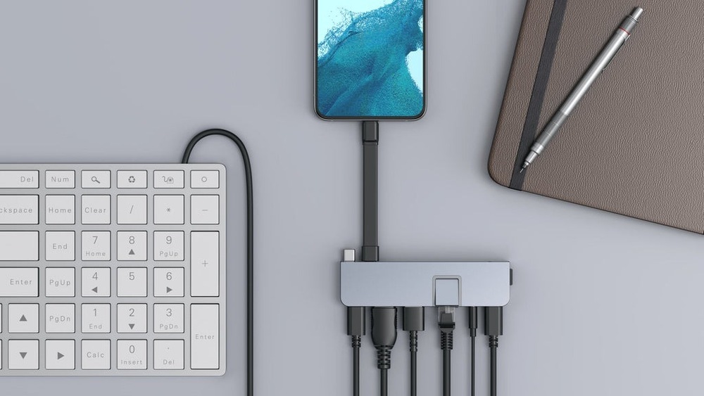 USB Hub Targus USB-C HD7-in-2 /1× USB 3.0, 2× USB-C, HDMI, Jack 3,5 mm, LAN, microSD na MacBook a NTB sivý Targus HyperDrive DUO PRE 7-in-2 (HD575-GRY-GL)