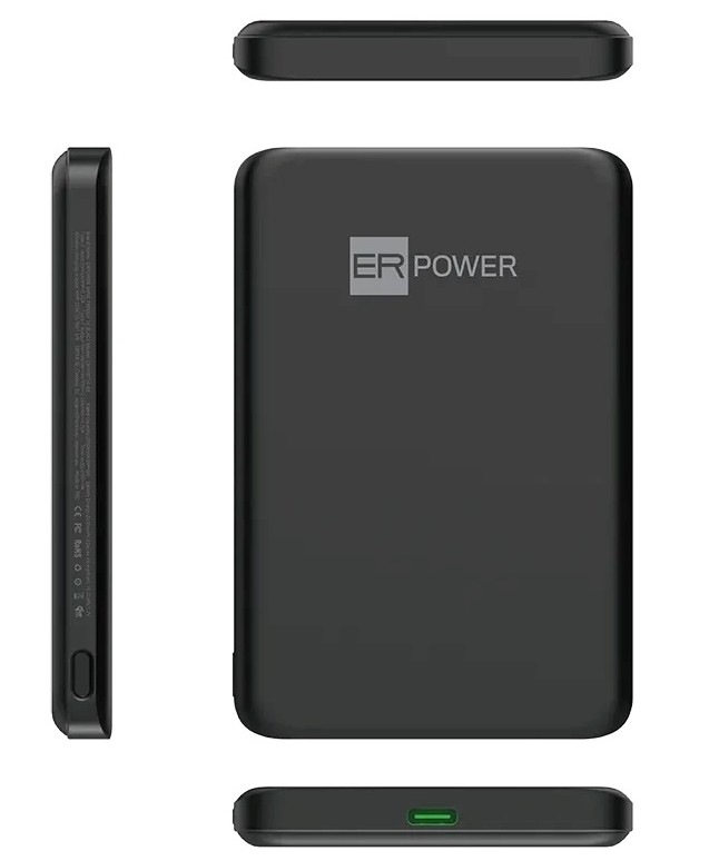 Powerbank ERPOWER Twiggy Qi2 10000 mAh čierna Powerbanka ERPOWER Twiggy Qi2 10000 mAh podporujúci bezdrôtové nabíjanie