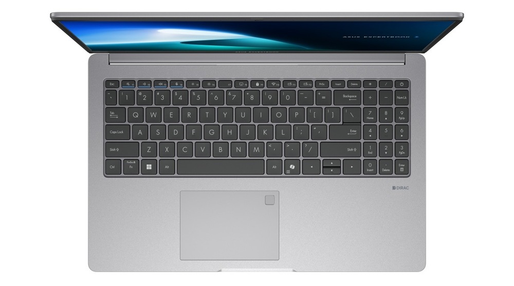Notebook Asus ExpertBook P1 sivý Pohľad zhora na klávesnici notebooku Asus ExpertBook P1