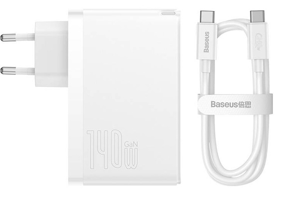 Nabíjačka do siete Baseus GaN5 Pro, 2x USB-C + USB-A 140W biela Nabíjačka do siete Baseus GaN5 Pro, 2x USB-C + USB-A 140W biela