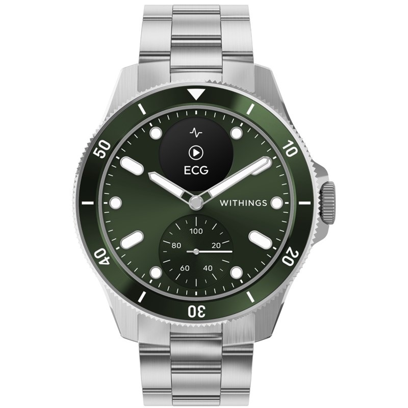 Inteligentné hodinky Withings Scanwatch Nova 42 mm strieborné/zelené