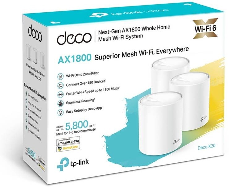 Kompletný Wi-Fi systém TP-Link Deco X20 (3 ks) biely