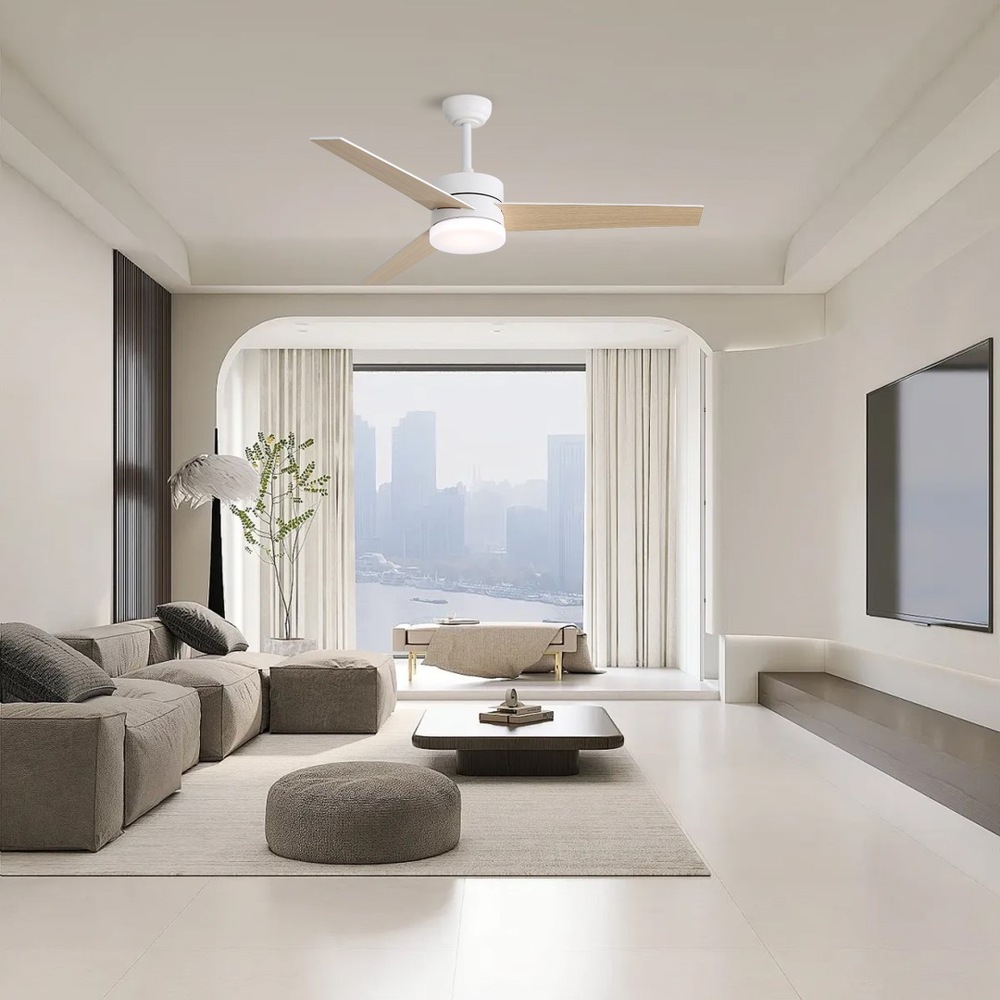 Stropné svietidlo IMMAX NEO LITE VARIABLE SMART LED s ventilátorom, 24W, Wi-Fi, TUYA - biele / hnedé