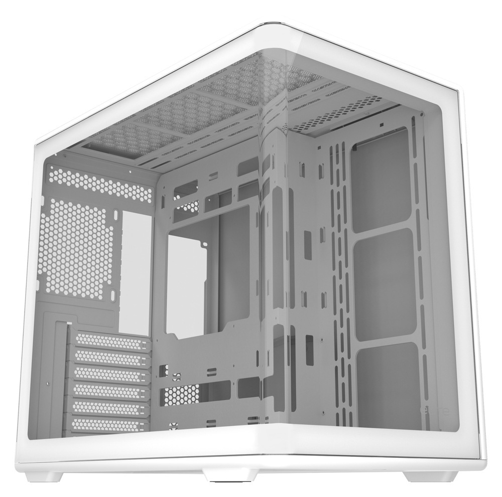 Fotografie zachytáva vnútro PC skrine, priehľadom cez tvrdené sklo bočnice.