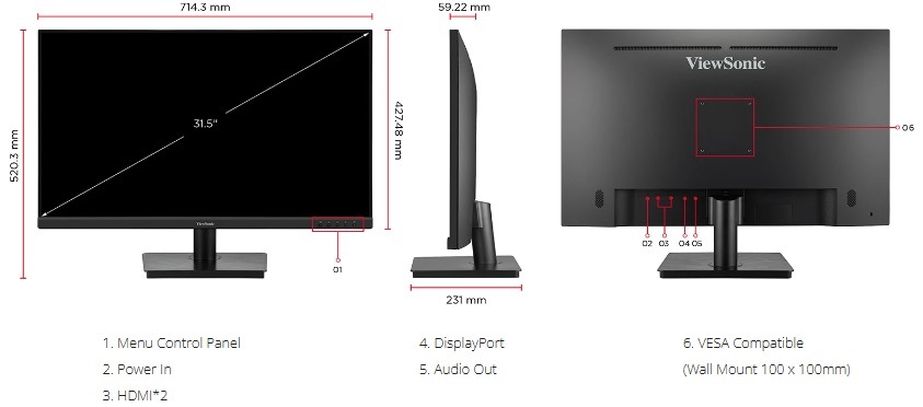 Monitor ViewSonic VA3208-4K-HD čierny Monitor ViewSonic VA3208-4K-HD čierny