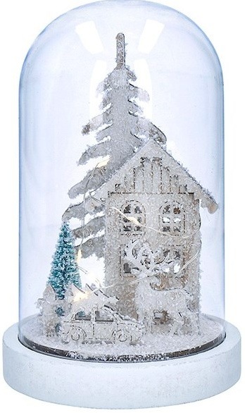 LED dekorácie Solight zasnežená krajina s domčekom, 18cm, 10x LED, 2x AAA