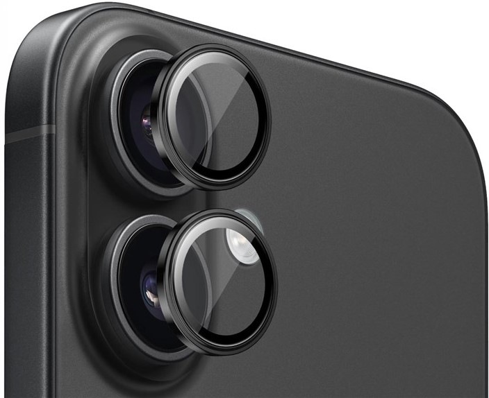 Tvrdené sklo Mobile Origin Sapphire Lens guards na Apple iPhone 16/16 - čierne