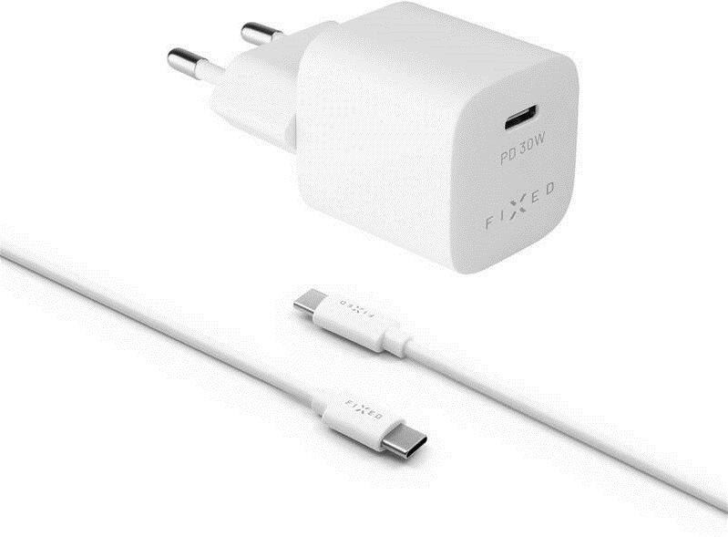 Nabíjačka do siete FIXED Mini 1x USB-C PD 30W + USB-C kabel 1m biela FIXED Mini