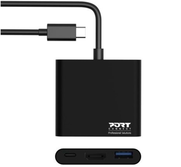 USB Hub PORT CONNECT USB-C/HDMI, USB 3.0, USB-C 60W čierny „“