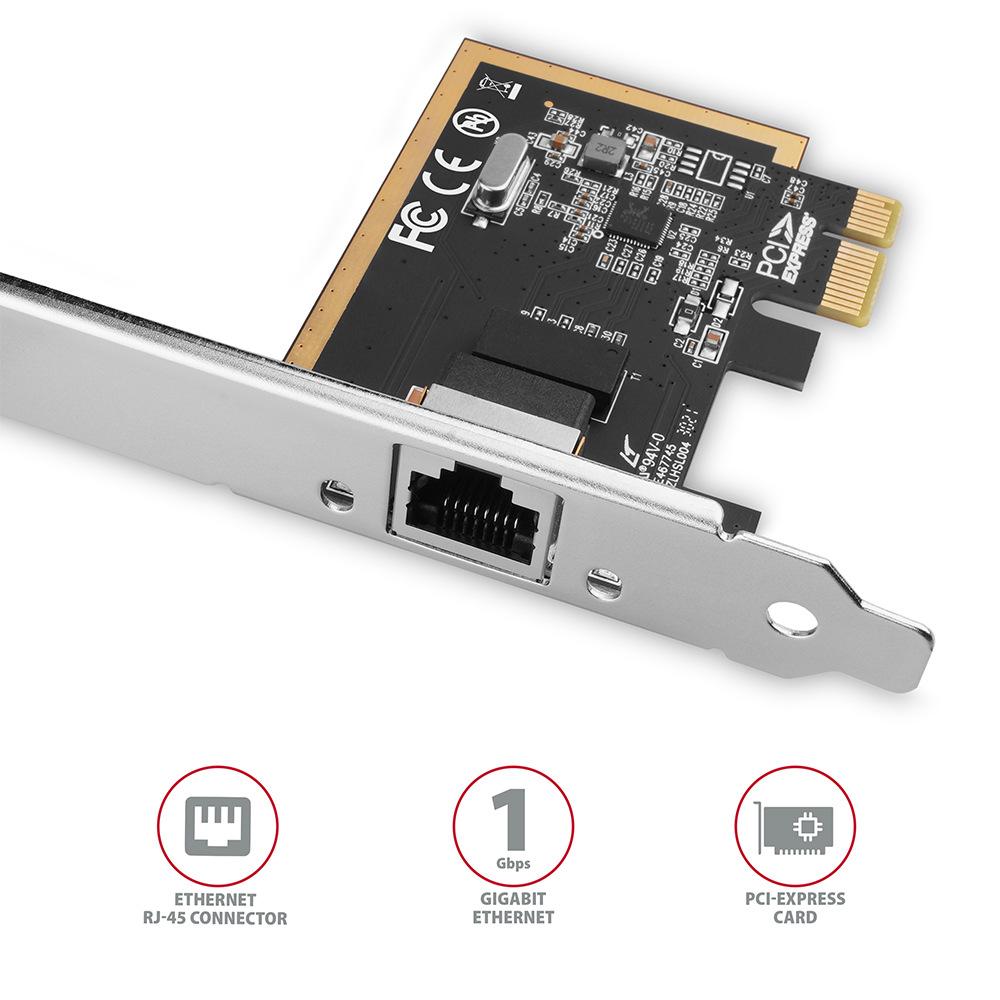 Sieťová karta Axagon PCEE-GRF, PCIe sieťová karta - 1x Gigabit Ethernet port strieborná
