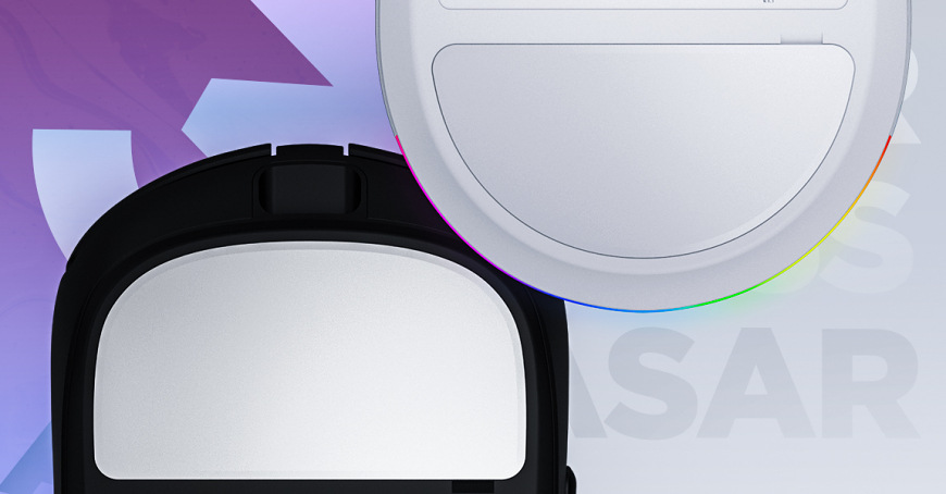 Myš HATOR Quasar 3 biela Zadné RGB podsvietenie na oboch farebných variantoch HATOR Quasar 3 Wireless