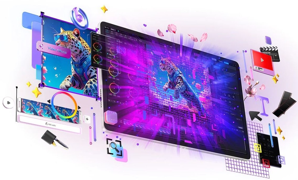 Mix programov a funkcií na displeji a vedľa tabletu Lenovo