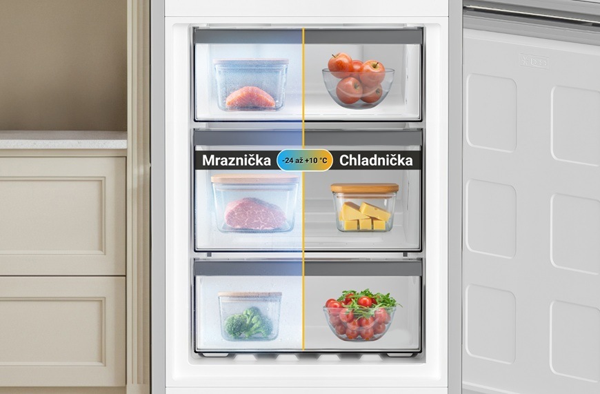 Detail obrázku mrazničky s možnosťou nastavenia chladenia Multi Zone.