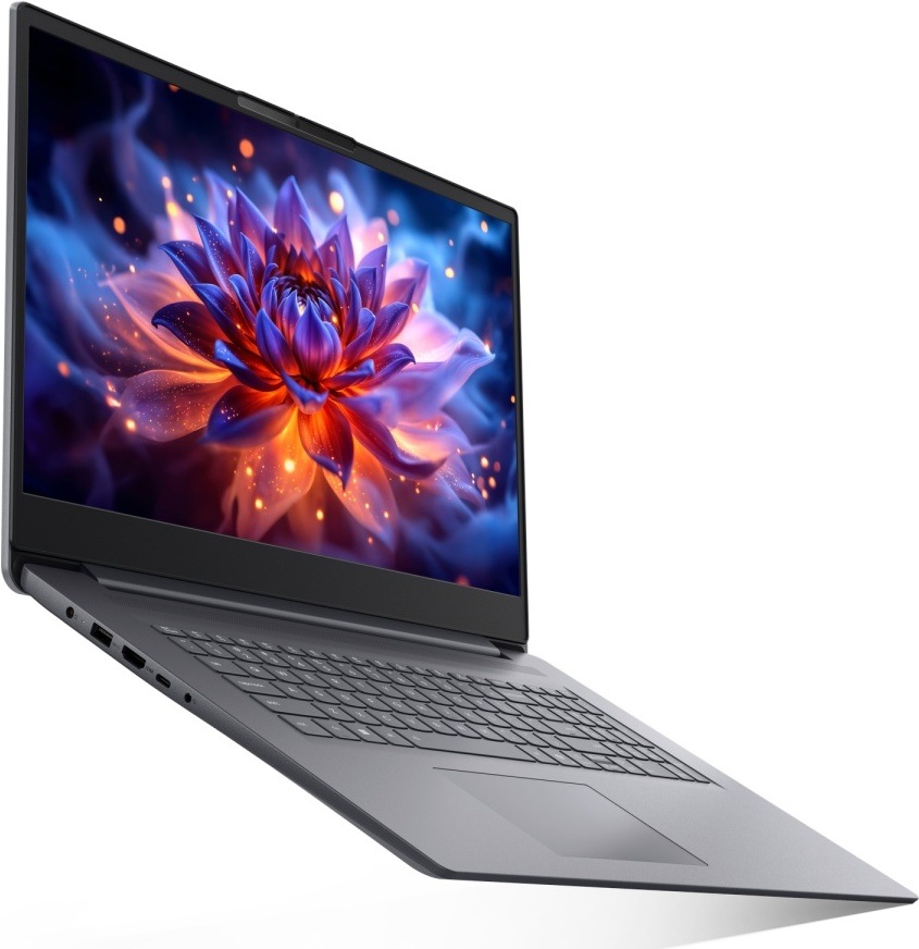 Notebook Lenovo IdeaPad Slim 3 17IWC11 sivý Otvorený notebook Lenovo s veľkým displejom, pôsobivo farebným a ostrým obrazom