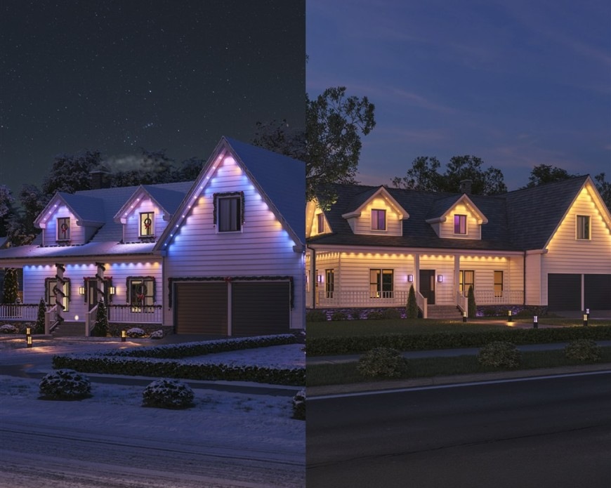LED pásik Philips Hue Festavia permanent, RGB, 18 m LED pásik Philips Hue Festavia permanent inštalovaný v exteriéri