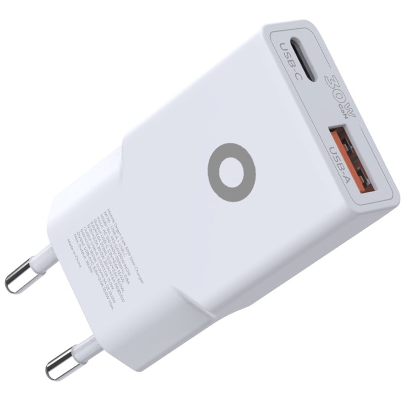 Nabíjačka do siete Mobile Origin Slim 1x USB-A/1x USB-C GaN 30W biela