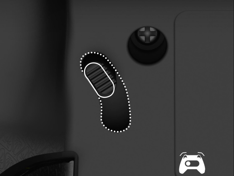 Gamepad Turtle Beach Afterglow Ignite Wired RGB Time Machine, XBOX X/S, XBOX One, PC čierny Posuvník režimu Hair Trigger na zadnej strane gamepadu Turtle Beach Afterglow Ignite