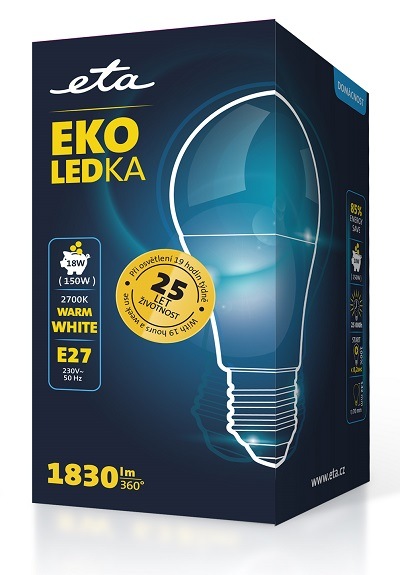 LED žiarovka ETA EKO LEDka klasik 18W, E27, teplá biela LED žiarovka ETA EKO LEDka klasik 18W, E27, teplá biela