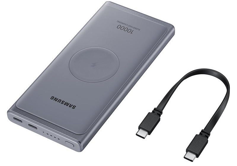 Powerbank Samsung 10 000mAh, USB-C 25W, bezdrátové nabíjení sivá