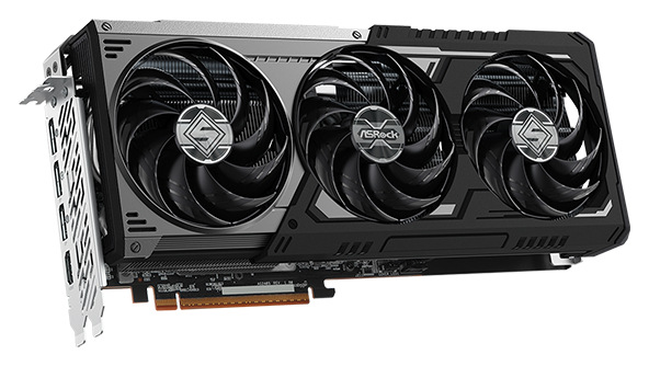 Grafická karta ASRock AMD Radeon RX 9070 XT Steel Legend Dark 16GB v tmavej edícii s trojicou ventilátorov