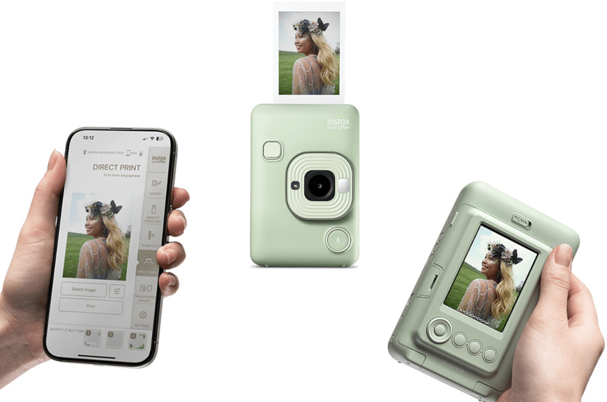 Instantný fotoaparát Fujifilm Instax mini LiPlay+ béžový Tlač fotografie zo smartfónu pomocou instantného foťáka Fujifilm Instax mini LiPlay+