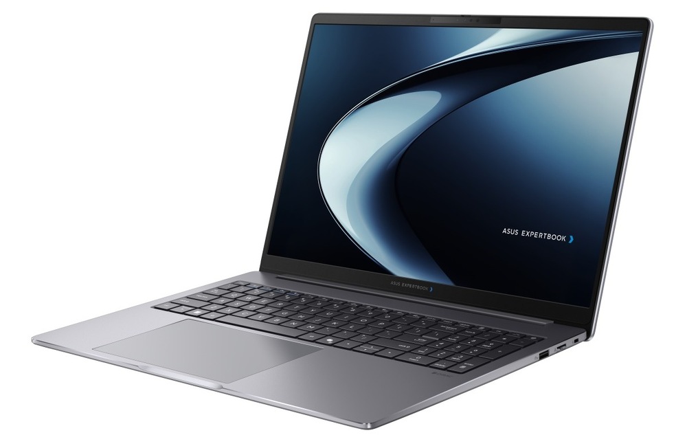 Notebook Asus ExpertBook P5 G2 sivý Notebook Asus ExpertBook P5 G2, šedá zapnutý, otvorený a otočený doľava