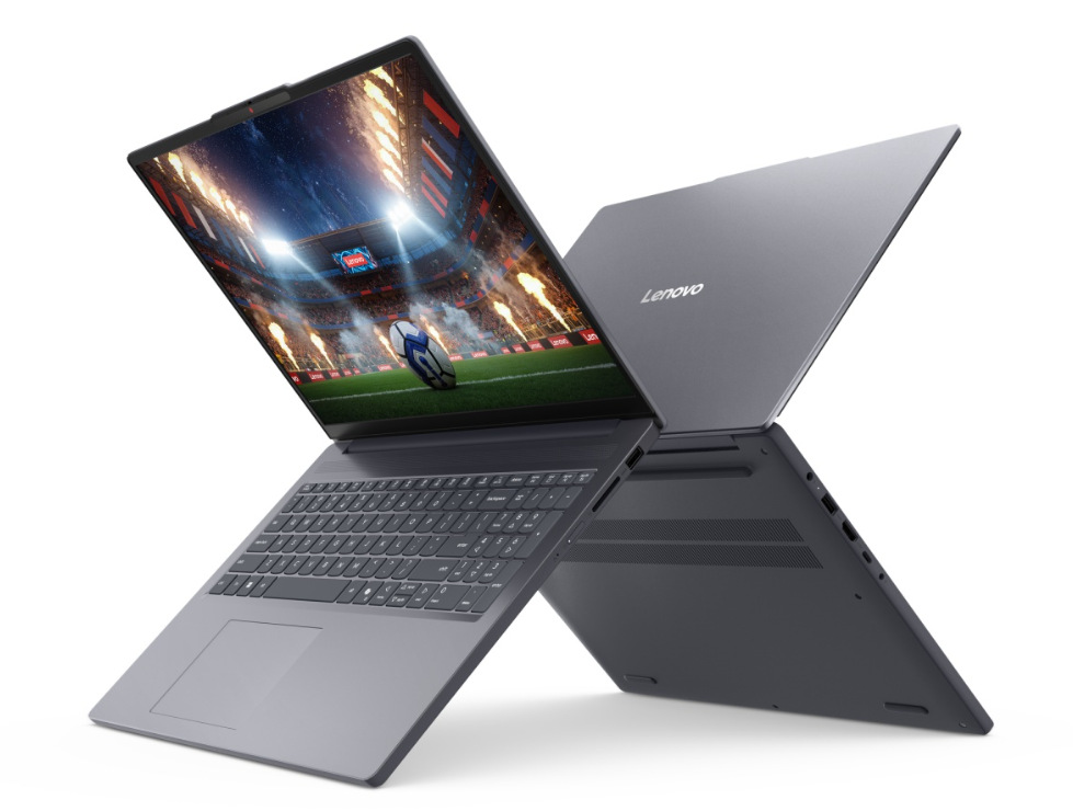 Notebook Lenovo IdeaPad Slim 3 16IPH11 sivý Dva otvorené notebooky Lenovo IdeaPad Slim 3 16IPH11