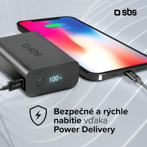 Powerbank SBS Slim 2x USB-A/2x USB-C, PD, 100 W, 20000 mAh čierna Powerbank SBS Slim 2x USB-A/2x USB-C, PD, 100 W, 20000 mAh čierna